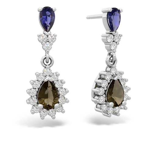 lab sapphire-smoky quartz dangle earrings
