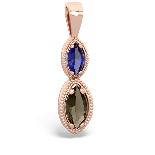Lab Sapphire Lab Created Sapphire with Genuine Smoky Quartz Antique-style Halo pendant Pendant