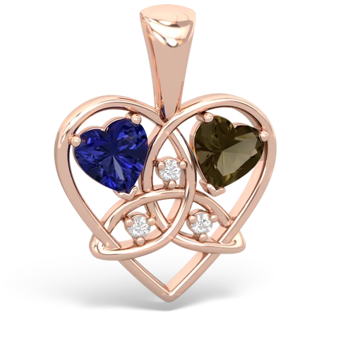Lab Sapphire Lab Created Sapphire with Genuine Smoky Quartz Celtic Trinity Heart pendant Pendant