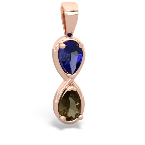 lab sapphire-smoky quartz infinity pendant