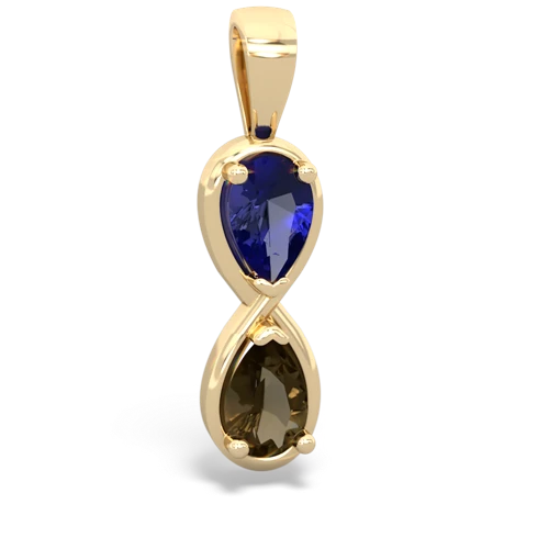 lab sapphire-smoky quartz infinity pendant