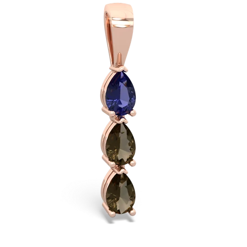 Lab Sapphire Lab Created Sapphire with Genuine Smoky Quartz and  Three Stone pendant Pendant