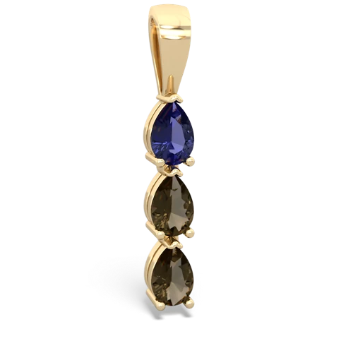 Lab Sapphire Lab Created Sapphire with Genuine Smoky Quartz and Lab Created Ruby Three Stone pendant Pendant
