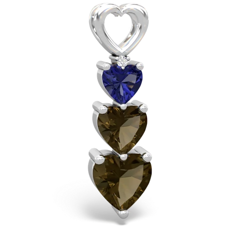 lab sapphire-smoky quartz three stone pendant