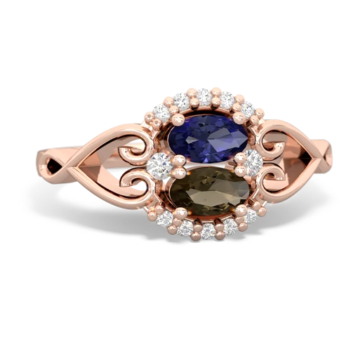 Lab Sapphire Lab Created Sapphire with Genuine Smoky Quartz Love Nest ring Ring