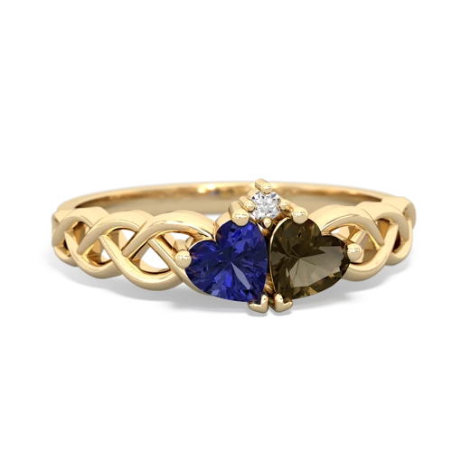 lab sapphire-smoky quartz celtic braid ring