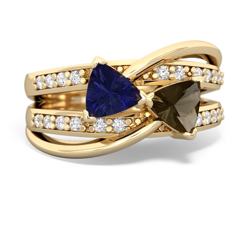 lab sapphire-smoky quartz couture ring