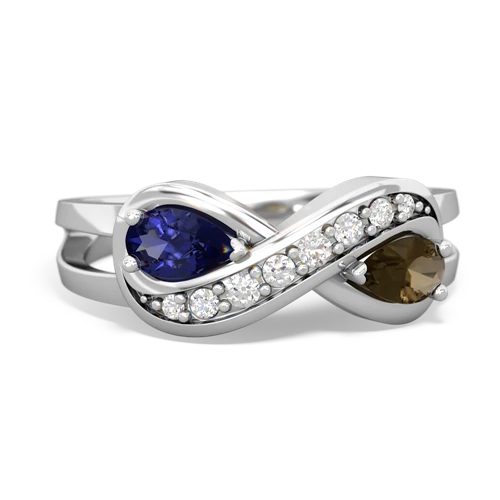 lab sapphire-smoky quartz diamond infinity ring