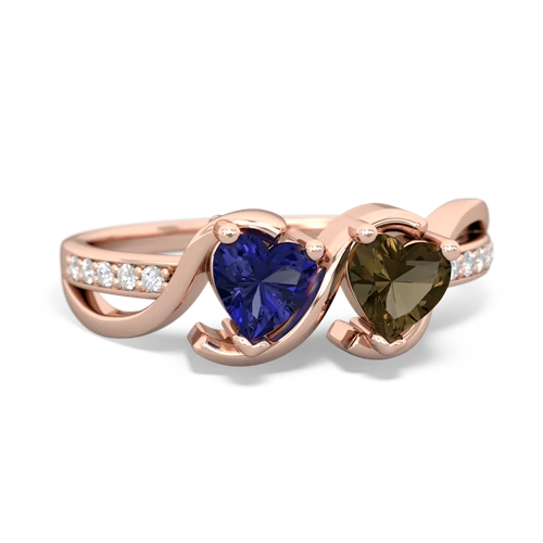 Lab Sapphire Lab Created Sapphire with Genuine Smoky Quartz Side by Side ring Ring