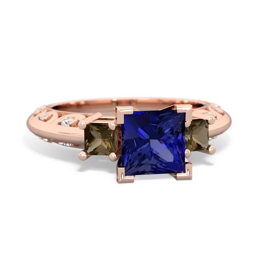 Lab Sapphire Lab Created Sapphire with Genuine Smoky Quartz and  Art Deco ring Ring