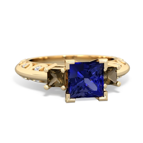 lab sapphire-smoky quartz engagement ring