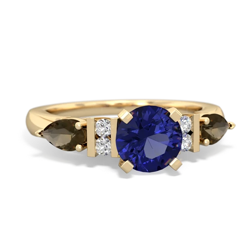 Lab Sapphire Lab Created Sapphire with Genuine Smoky Quartz and Genuine Peridot Engagement ring Ring