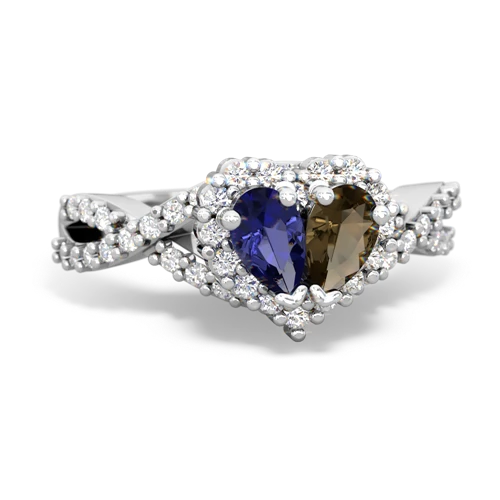 lab sapphire-smoky quartz engagement ring