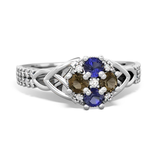 lab sapphire-smoky quartz engagement ring