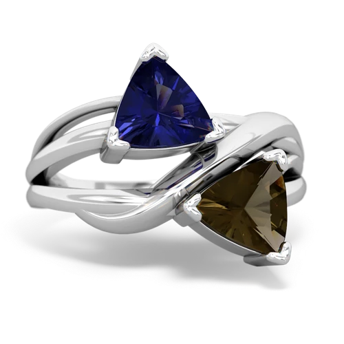 lab sapphire-smoky quartz filligree ring