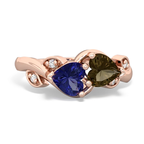 Lab Sapphire Lab Created Sapphire with Genuine Smoky Quartz Floral Elegance ring Ring
