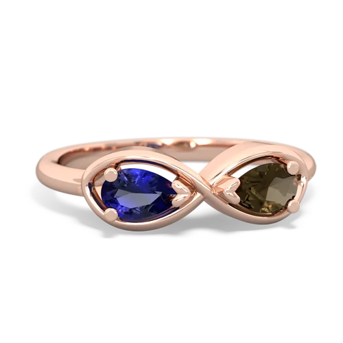 lab sapphire-smoky quartz infinity ring