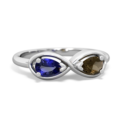 lab sapphire-smoky quartz infinity ring