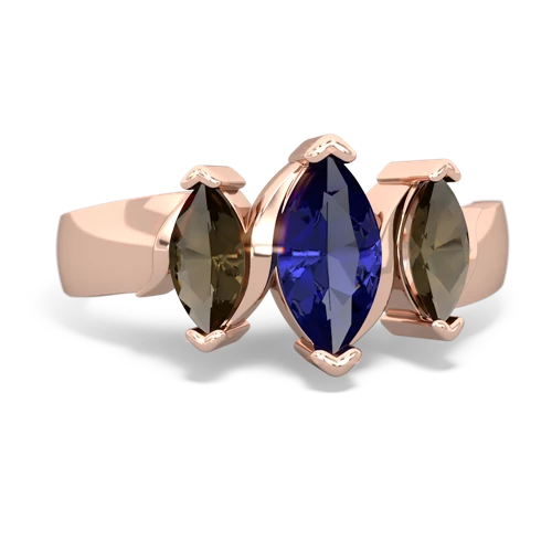 lab sapphire-smoky quartz keepsake ring