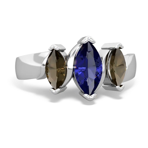 lab sapphire-smoky quartz keepsake ring