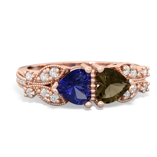 Lab Sapphire Lab Created Sapphire with Genuine Smoky Quartz Diamond Butterflies ring Ring
