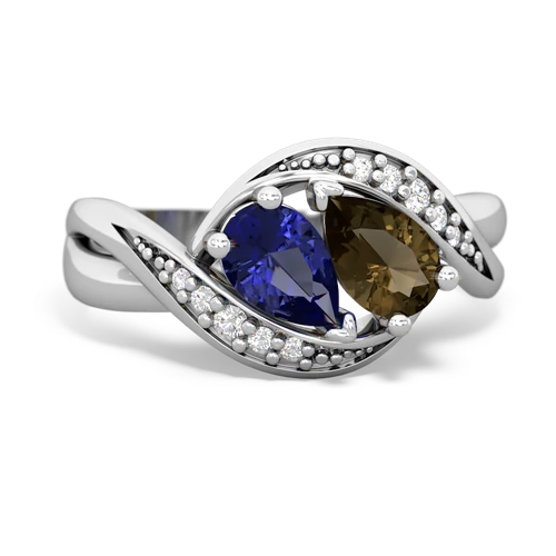 lab sapphire-smoky quartz keepsake curls ring