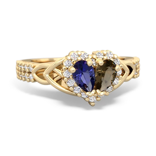 lab sapphire-smoky quartz keepsake engagement ring