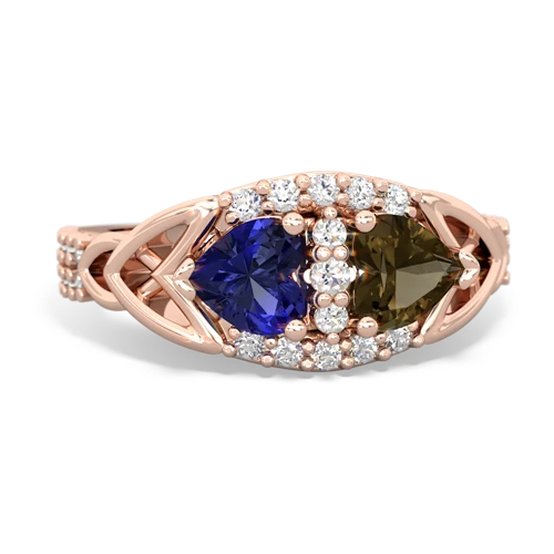lab sapphire-smoky quartz keepsake engagement ring