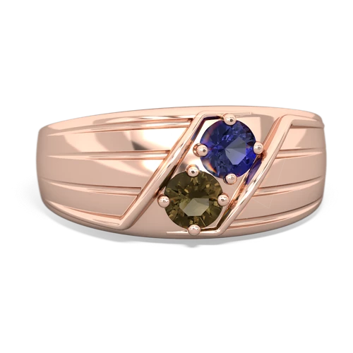Lab Sapphire Lab Created Sapphire with Genuine Smoky Quartz Art Deco Men's ring Ring
