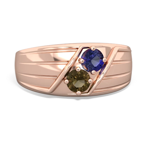 lab sapphire-smoky quartz mens ring