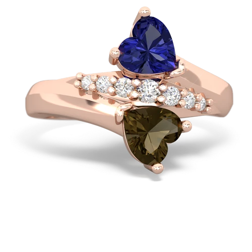 lab sapphire-smoky quartz modern ring