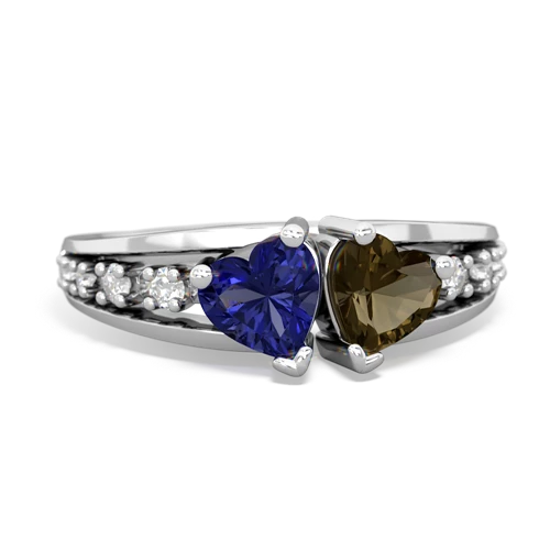 lab sapphire-smoky quartz modern ring