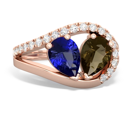 Lab Sapphire Lab Created Sapphire with Genuine Smoky Quartz Nestled Heart Keepsake ring Ring