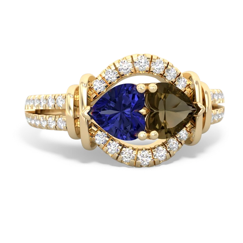 lab sapphire-smoky quartz pave keepsake ring