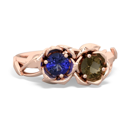 Lab Sapphire Lab Created Sapphire with Genuine Smoky Quartz Rose Garden ring Ring