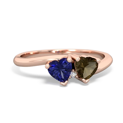 lab sapphire-smoky quartz sweethearts promise ring