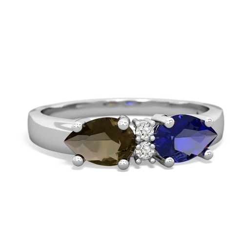 lab sapphire-smoky quartz timeless ring