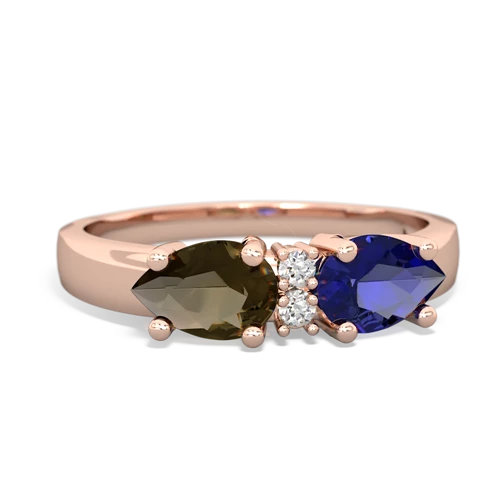 lab sapphire-smoky quartz timeless ring