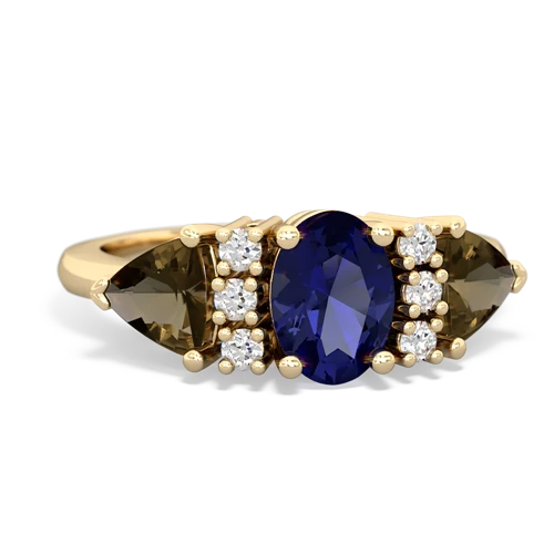 lab sapphire-smoky quartz timeless ring