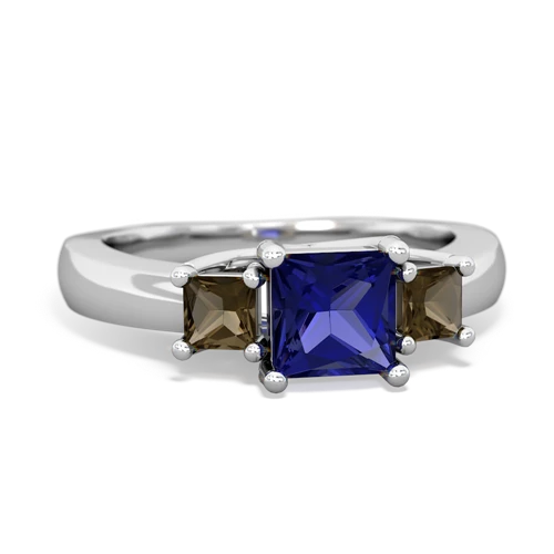 lab sapphire-smoky quartz timeless ring