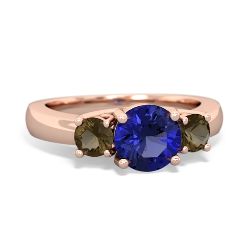 lab sapphire-smoky quartz timeless ring