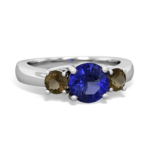 lab sapphire-smoky quartz timeless ring