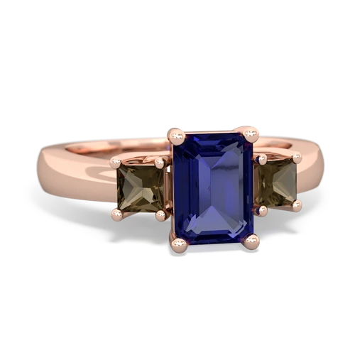 lab sapphire-smoky quartz timeless ring