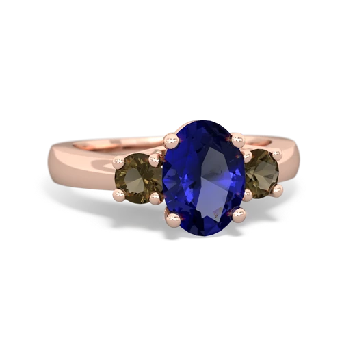 lab sapphire-smoky quartz timeless ring