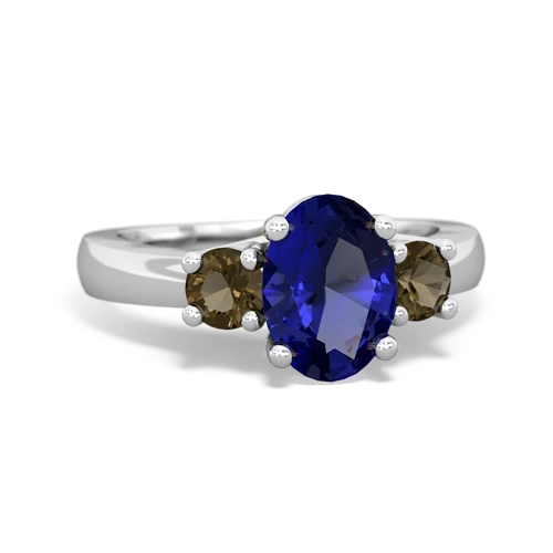 lab sapphire-smoky quartz timeless ring