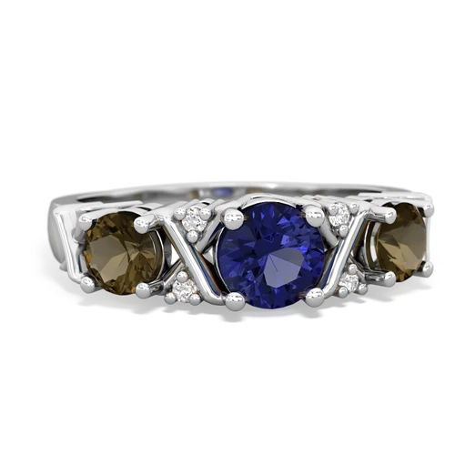 lab sapphire-smoky quartz timeless ring