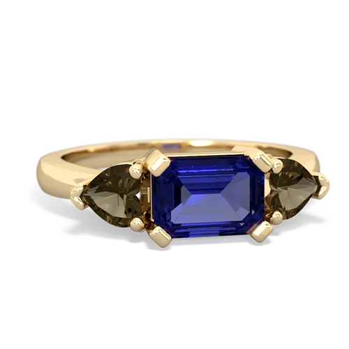 lab sapphire-smoky quartz timeless ring