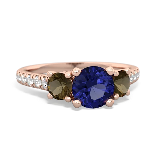 Lab Sapphire Lab Created Sapphire with Genuine Smoky Quartz and  Pave Trellis ring Ring
