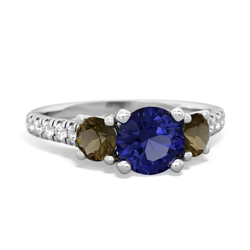 Lab Sapphire Lab Created Sapphire with Genuine Smoky Quartz and Genuine Peridot Pave Trellis ring Ring