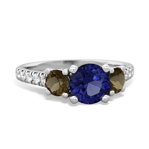 lab sapphire-smoky quartz trellis pave ring